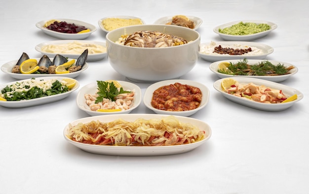 Assorted dishes on table